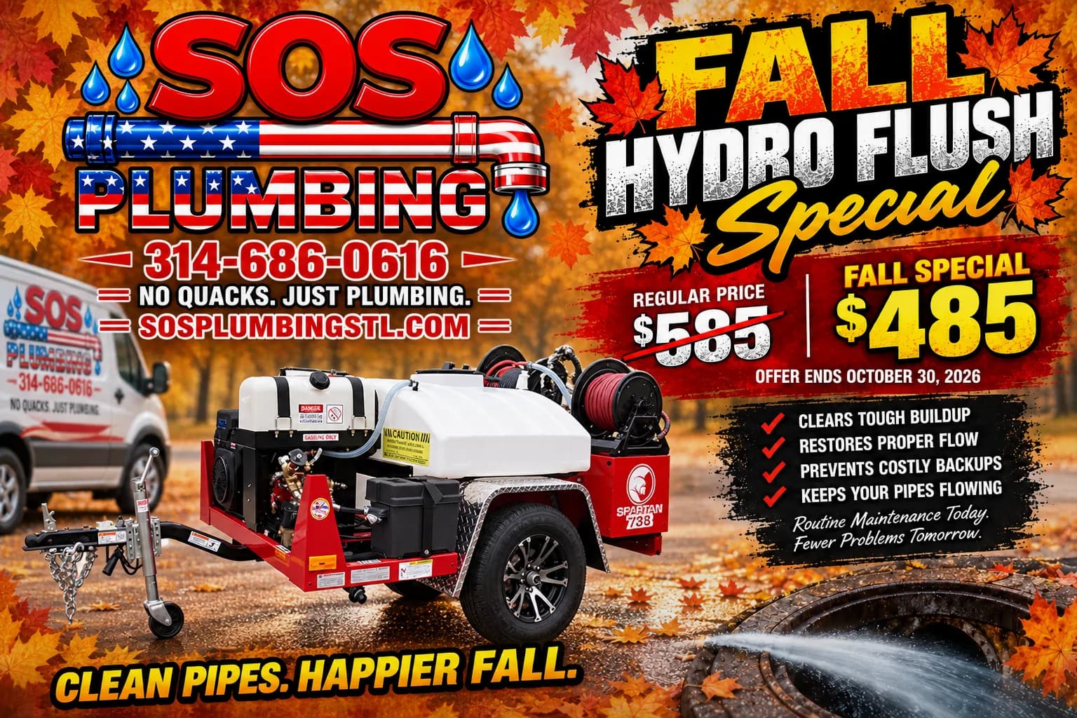 SOS Plumbing Fall Hydro Flush Special is Back image